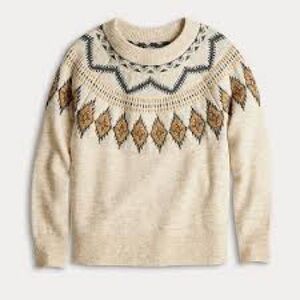 Croft & Barrow Cream and Brown Patterned Sweater